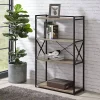 Gray Finish X Frame Open Shelf Bookcase