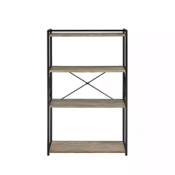 Gray Finish X Frame Open Shelf Bookcase
