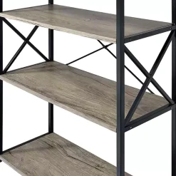 Gray Finish X Frame Open Shelf Bookcase