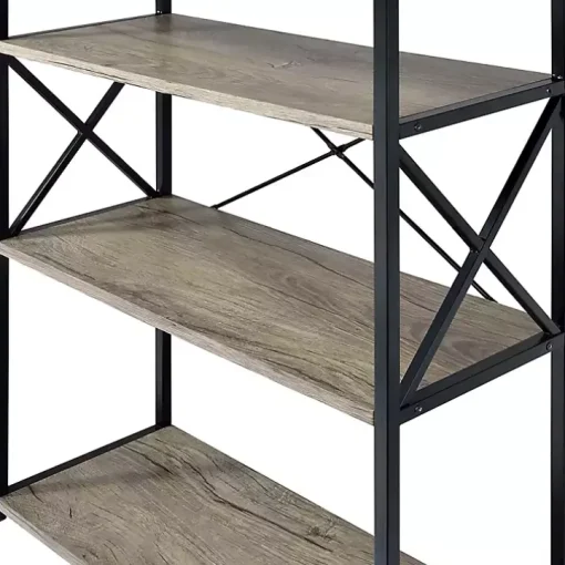 Gray Finish X Frame Open Shelf Bookcase