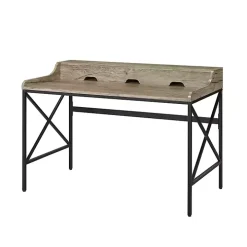 Gray Finish X Frame Wooden Hinged Top Desk