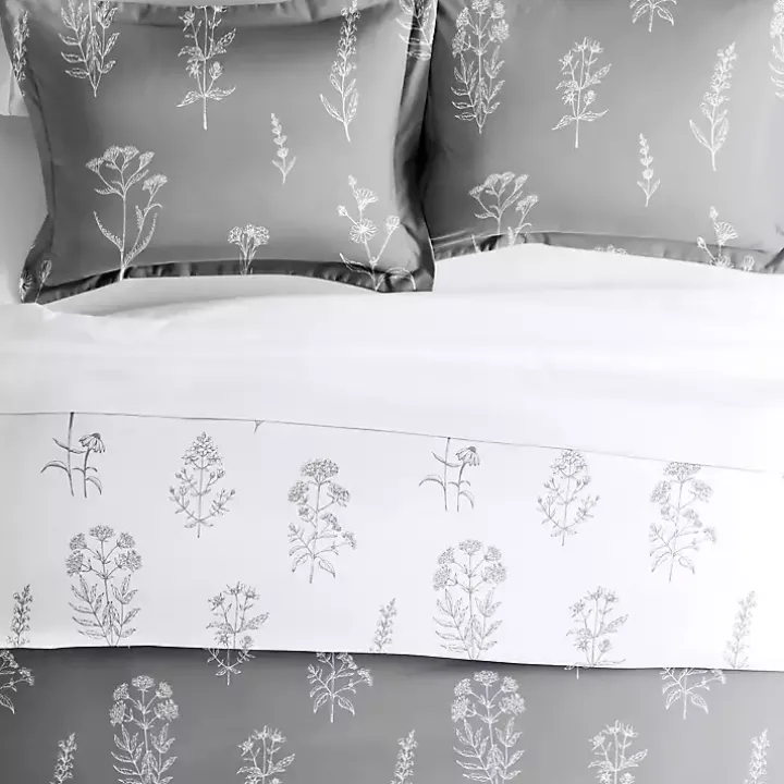 Gray Floral Reversible 2-pc. Twin Duvet Cover Set
