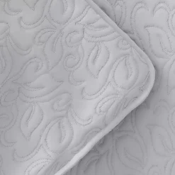 Gray Floral Stitch 3-pc. King Quilt Set