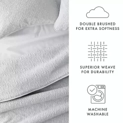 Gray Floral Stitch 3-pc. King Quilt Set