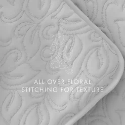 Gray Floral Stitch 3-pc. King Quilt Set