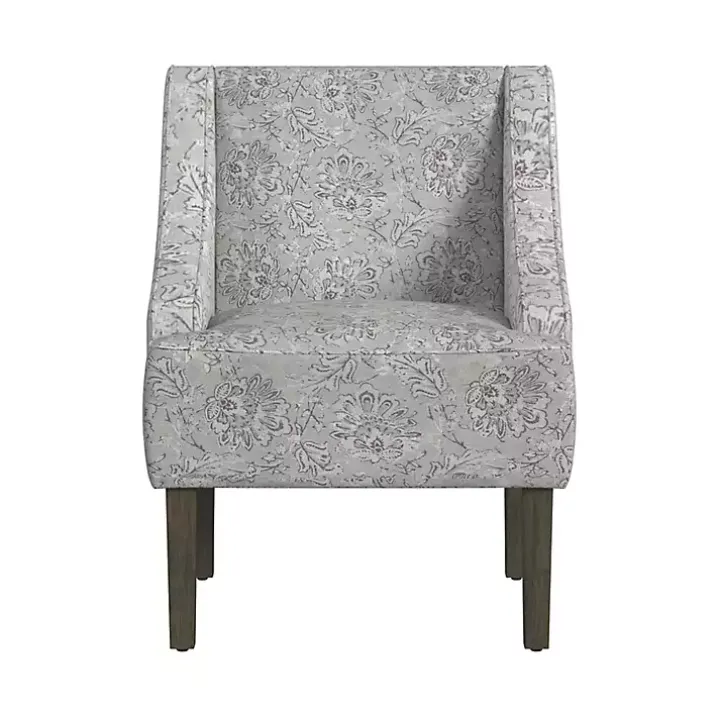 Gray Floral Swoop Accent Chair