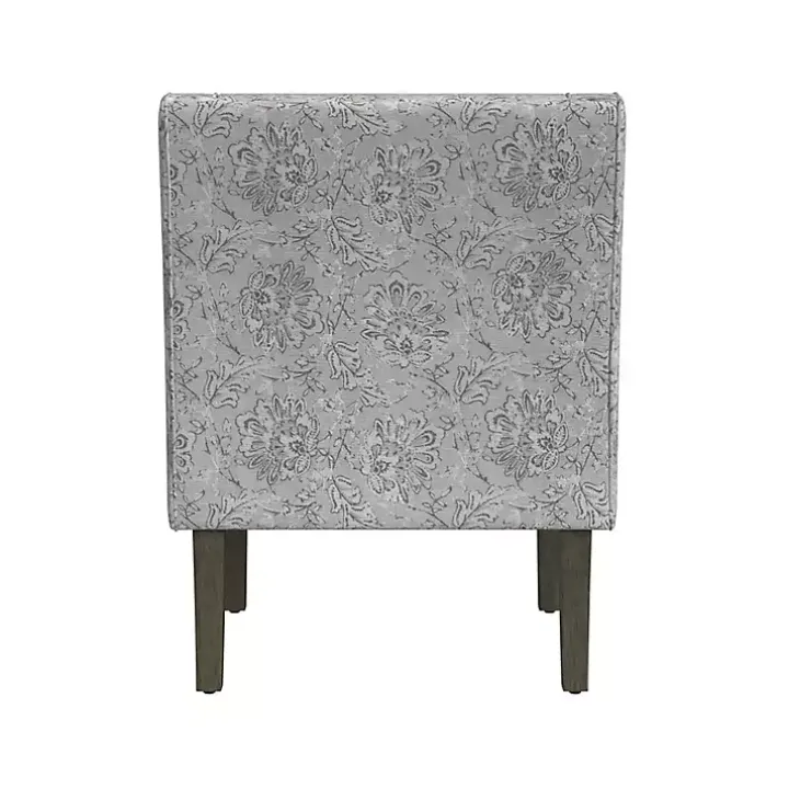 Gray Floral Swoop Accent Chair