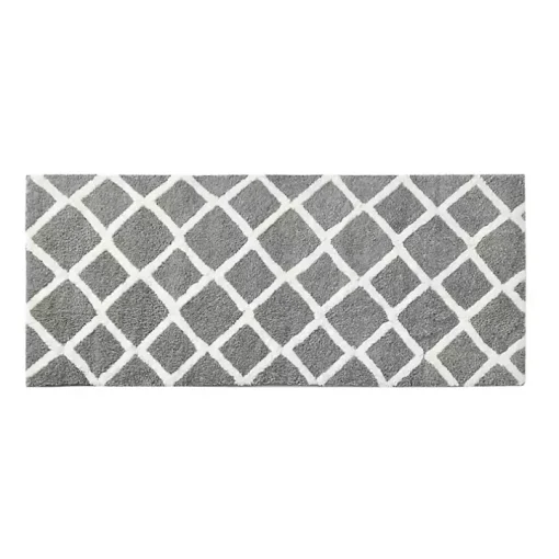 Gray Geometric Pattern Reversible Bath Mat, 60 in.