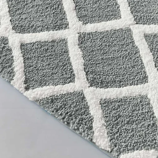 Gray Geometric Pattern Reversible Bath Mat, 60 in.