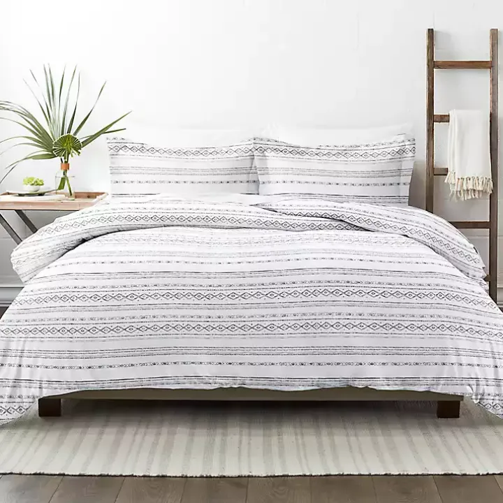 Gray Geometric 3-pc. King Duvet Cover Set