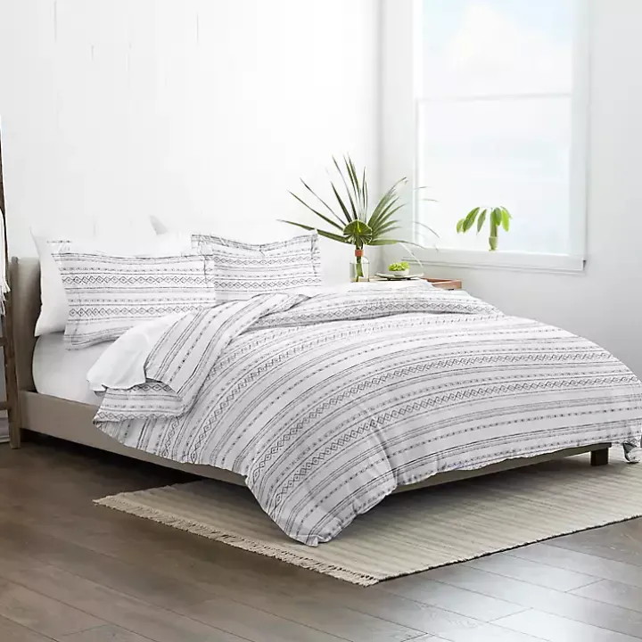Gray Geometric 3-pc. King Duvet Cover Set