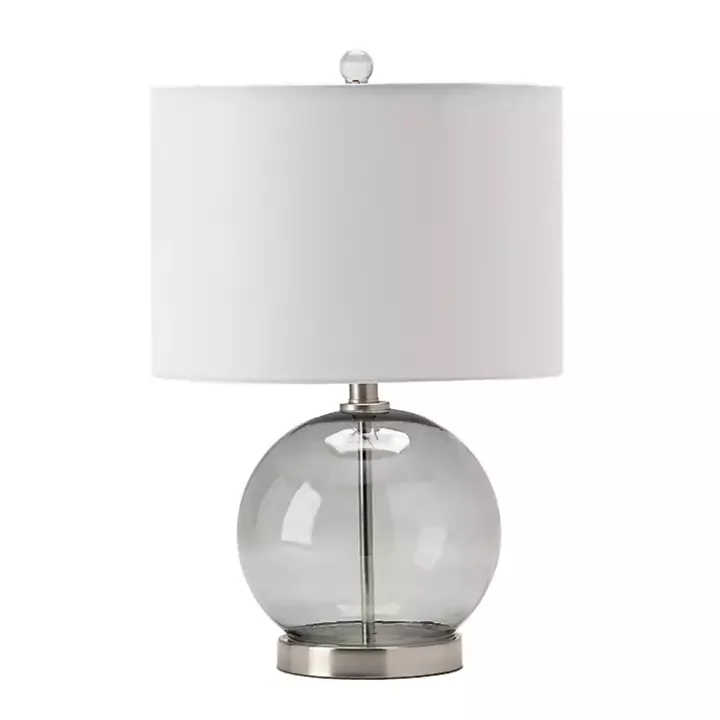 Gray Glass Globe Table Lamp