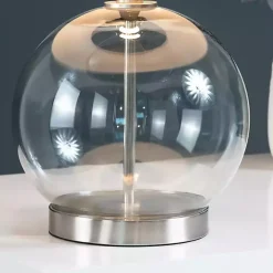 Gray Glass Globe Table Lamp