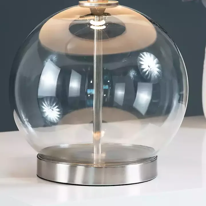 Gray Glass Globe Table Lamp