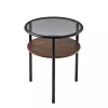 Gray Glass Top Accent Table with Wood Shelf