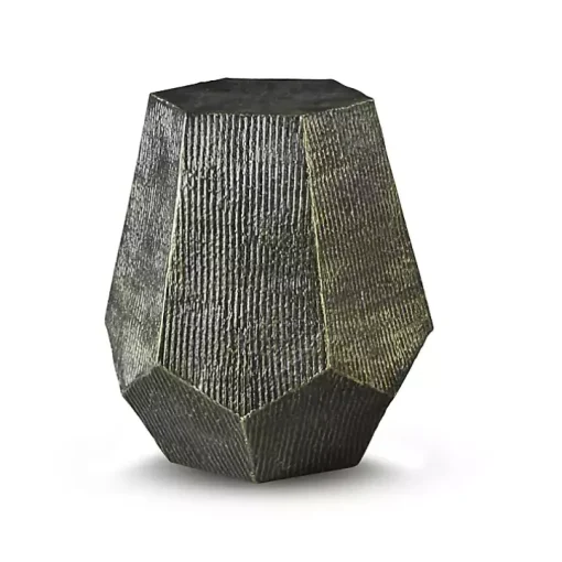 Gray Hand-Stamped Iron Hexagon Accent Table