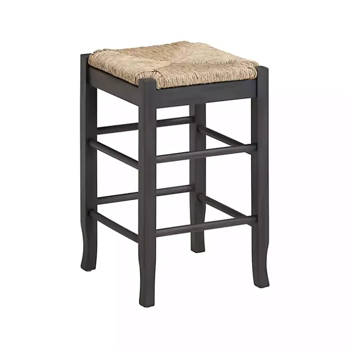 Gray Handwoven Square Wooden Counter Stool