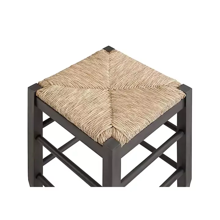 Gray Handwoven Square Wooden Counter Stool