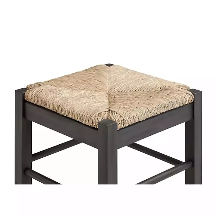 Gray Handwoven Square Wooden Counter Stool