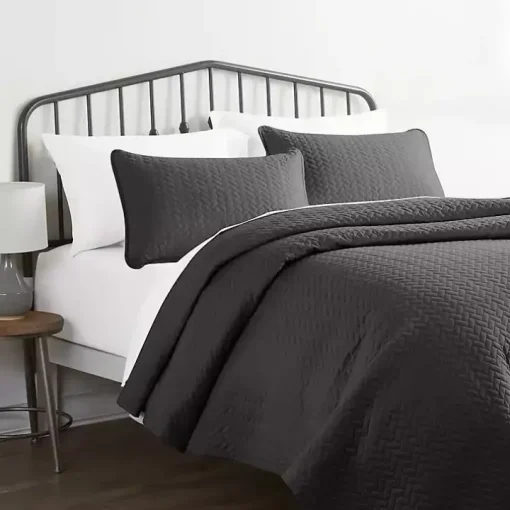 Gray Herring 3-pc. Queen Quilted Coverlet Set