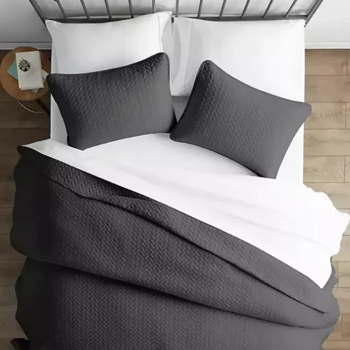 Gray Herring 3-pc. Queen Quilted Coverlet Set