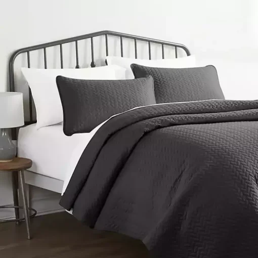 Gray Herring Quilted 3-pc. King Coverlet Set