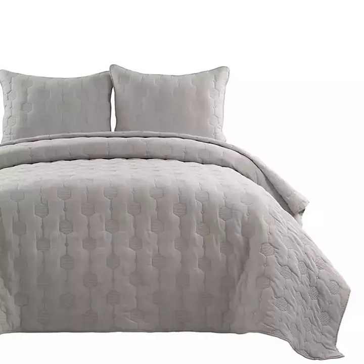 Gray Hexagon Honeycomb 3-pc. Cali King Quilt Set
