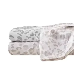 Gray Leopard Print Satin 4-pc. Queen Sheet Set