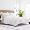 Gray Linear Reversible 3-pc. King Quilt Set