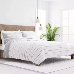 Gray Linear Reversible 3-pc. King Quilt Set