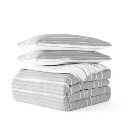 Gray Linear Reversible 3-pc. King Quilt Set