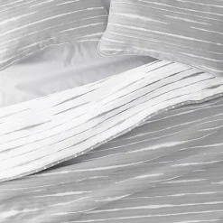 Gray Linear Reversible 3-pc. King Quilt Set