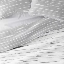 Gray Linear Reversible 3-pc. Queen Quilt Set