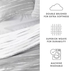 Gray Linear Reversible 3-pc. King Quilt Set