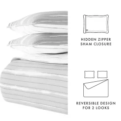 Gray Linear Reversible 3-pc. King Quilt Set