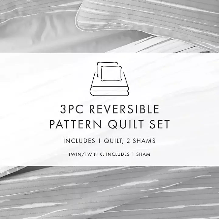 Gray Linear Reversible 2-pc. Twin Quilt Set