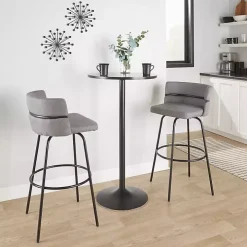 Gray Metal Cinch Swivel Bar Stools, Set of 2