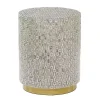 Gray Mother Of Pearl Sells Wood Base Accent Table