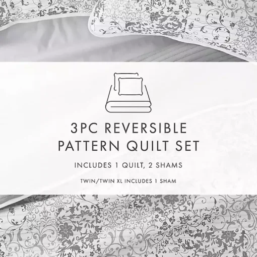 Gray Patchwork Reversible 2-pc. Twin Quilt Set