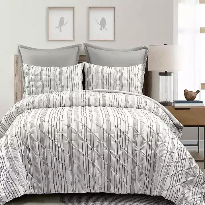 Gray Pintuck Stripe King 5-pc. Comforter Set