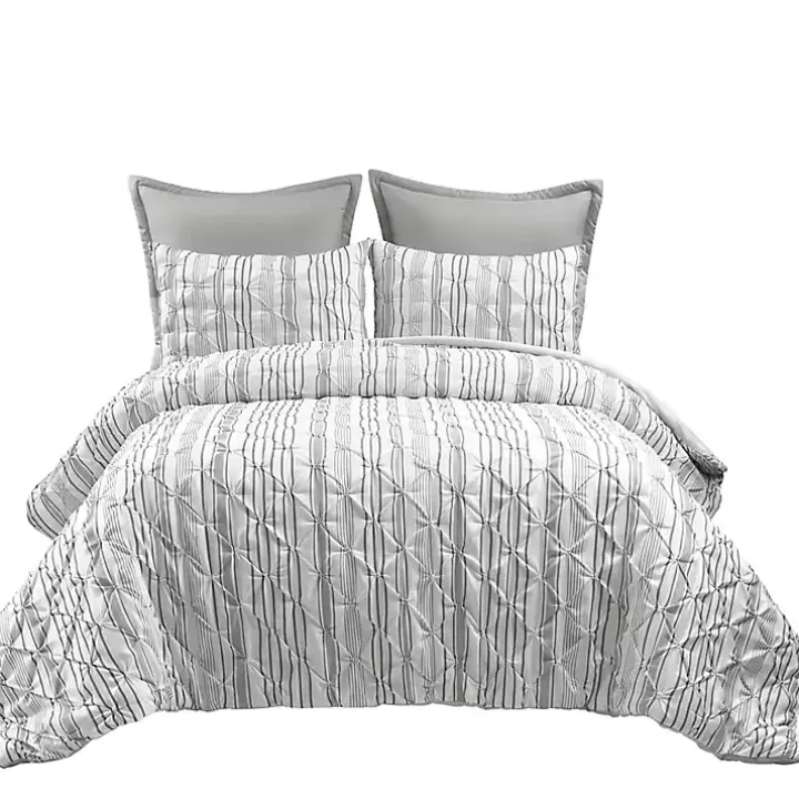 Gray Pintuck Stripe King 5-pc. Comforter Set
