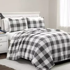 Gray Plaid Faux Fur 3-pc. King Comforter Set