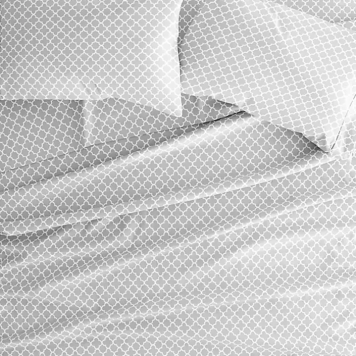 Gray Quatrefoil 4-pc. Full Sheet Set
