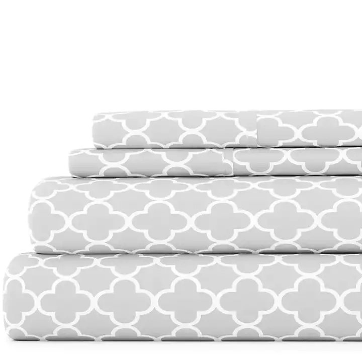 Gray Quatrefoil 4-pc. King Sheet Set