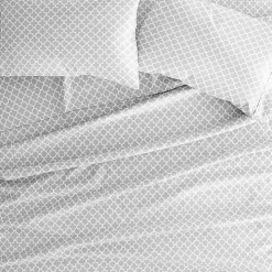 Gray Quatrefoil 4-pc. Queen Sheet Set