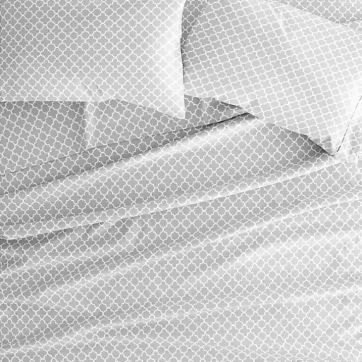 Gray Quatrefoil 4-pc. Queen Sheet Set