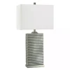 Gray Ribbed Ceramic Rectangular Table Lamp