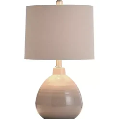 Gray Ribbed Ceramic Table Lamp