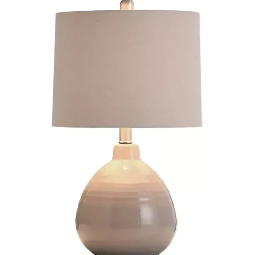 Gray Ribbed Ceramic Table Lamp