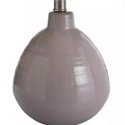Gray Ribbed Ceramic Table Lamp